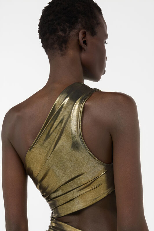 RC Goldfarbenes One-Shoulder-Kleid mit Cut-out GOLD WWT106-JE032