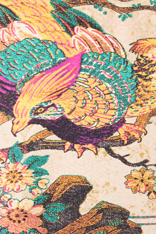 RC Palazzohose Mit Oriental Bird Print Elfenbein/Rosa VKT201-TYP76