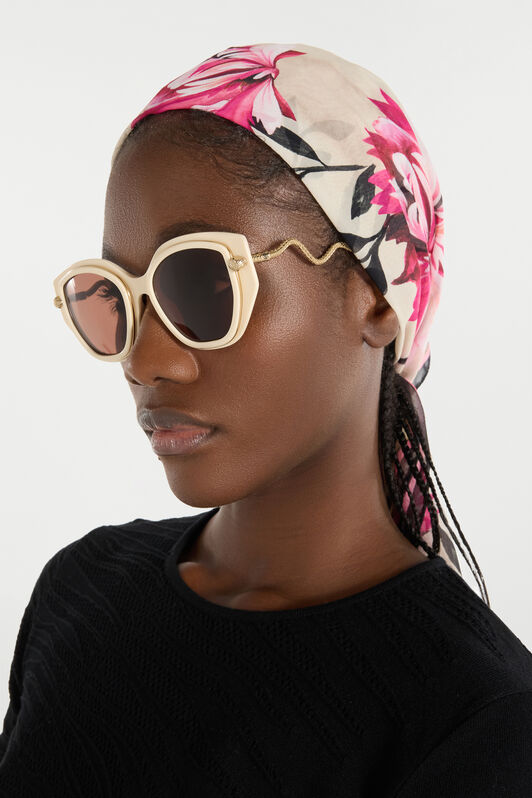 RC Sonnenbrille mit breiter und femininer Vorderseite und doppeltem Ring als Dekor SHINY FULL CREAM UALD05-ID200