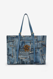 RC Denim Patchwork Print Shopping Bag JEANS WKB001-DLL01