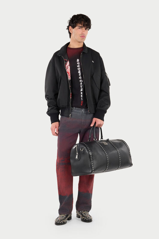 RC Bolso De Viaje De Piel Abatanada Negro VRB009-PZB05