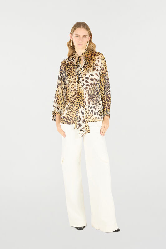 RC Camisa con estampado piel de jaguar Marrón claro UKT712-CTG34