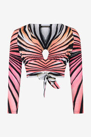 RC Ray Of Paradise Print Crop Top CORAL XKT603-OOM33