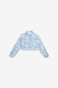 JU Camicia in Cotone Stampa Plumago WHITE/BLUE WJT70C-7MR13