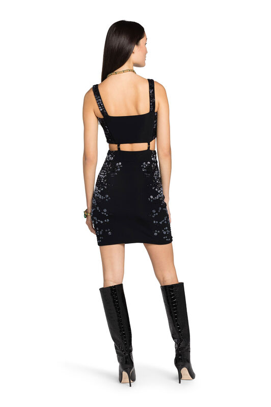 RC Leopard Bead-Embellished Mini Dress Schwarz JQR155-JJ050