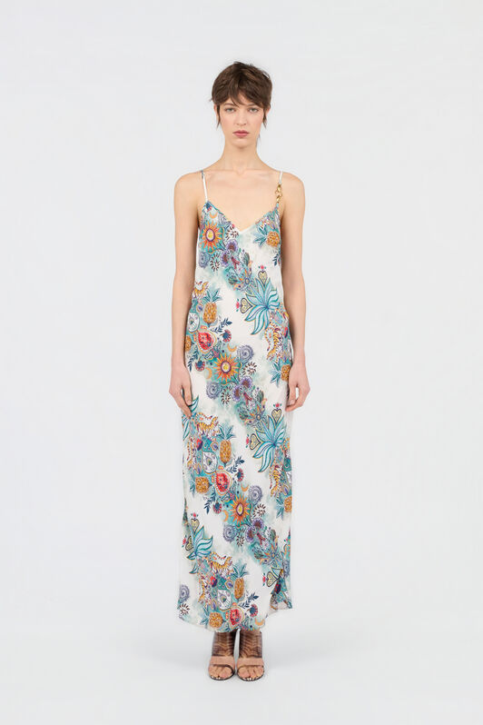 JC Dress mit Tropical Garden-Print TURCHESE CHIRO WFT312-WF710