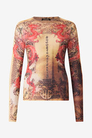 RC T-Shirt Mit Langen Ärmeln Und Orientalischem Print NATURALE/ROSSO VQT60G-TLQ22