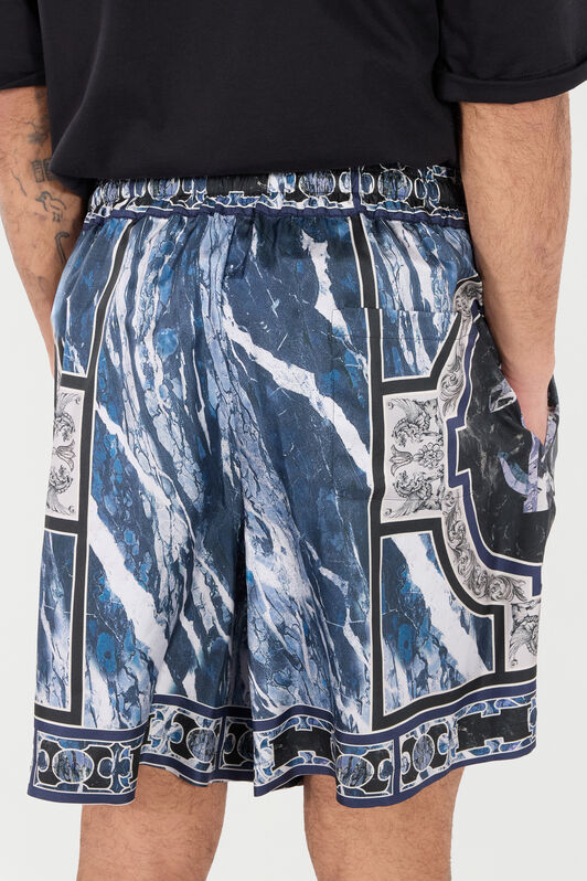 RC Short À Imprimé Marble Et Ornements Bleu foncé URT271-4QN64