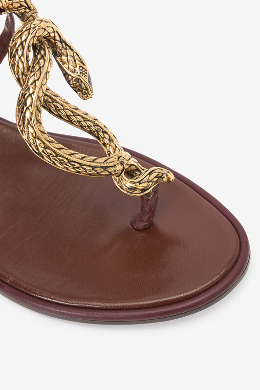 RC Brown Flat Thong Sandals with Snake Motif BROWN WWS003-PAM08