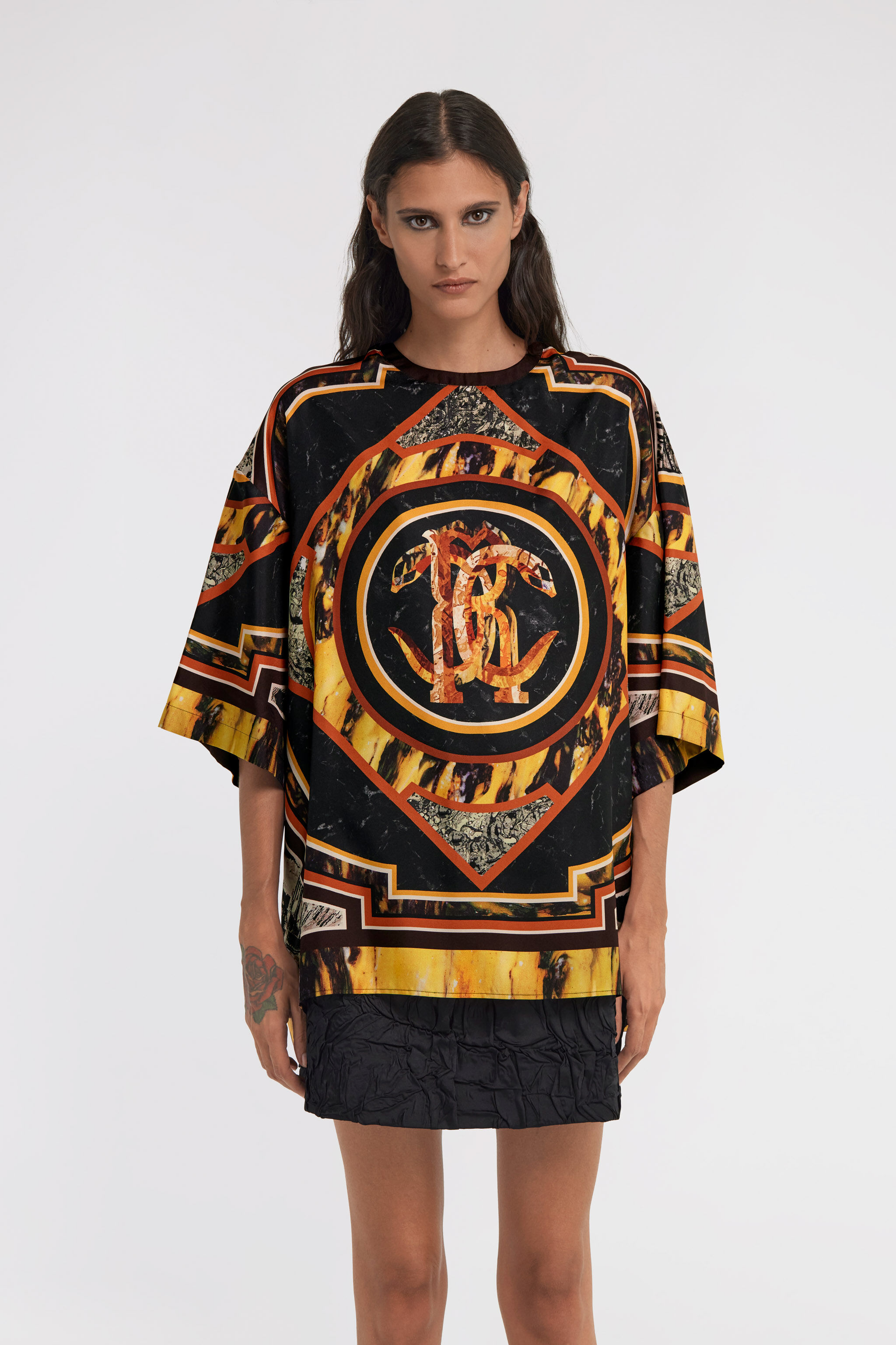 RC T-Shirt mit Marble-Print Orange TWT602-SKN44