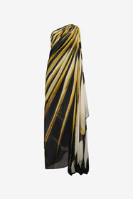 RC Vestido Maxi De Seda Con Estampado Ray Of Gold Oro TKT106-CTM33