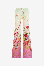 RC Miami Flowers Print Flare Pants GREEN/FUCHSIA WQJ205-DAR32