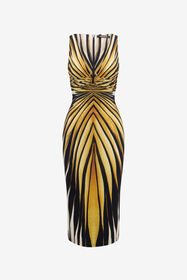RC Ray Of Gold Estampado Vestido Midi Oro TKT100-LNM33