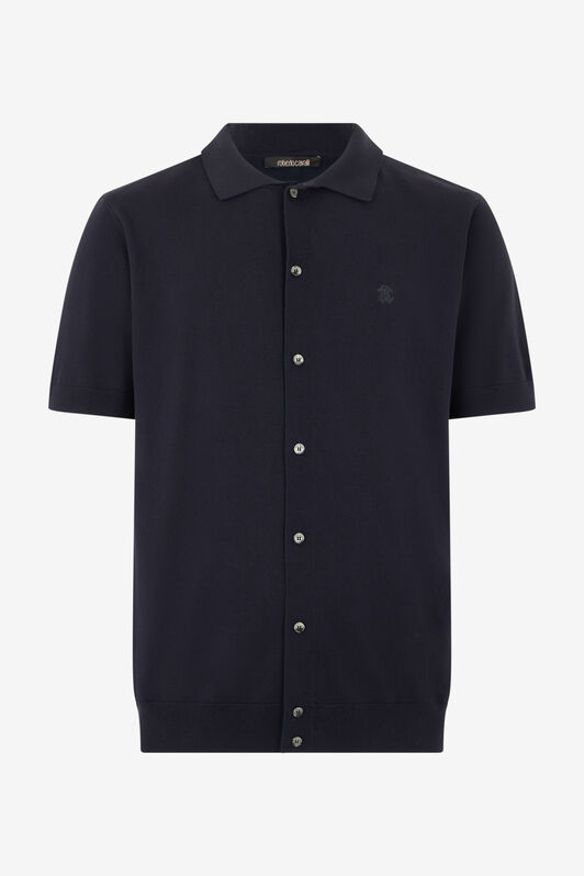 RC Blaues Strick-Poloshirt mit Monogram RC BLU NAVY SOT71D-VI044