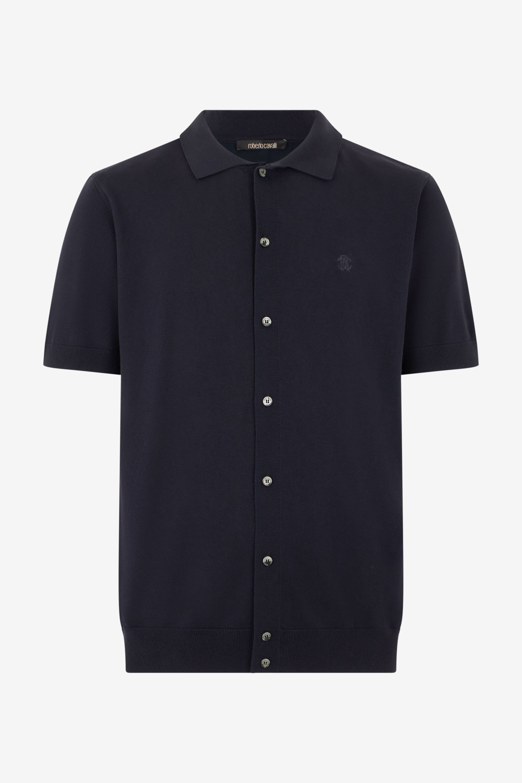 RC Blaues Strick-Poloshirt mit Monogram RC BLU NAVY SOT71D-VI044