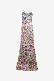 RC AbitoLungo Silk Dress in Florentine Flowers Print BEIGE WQT130-HER29