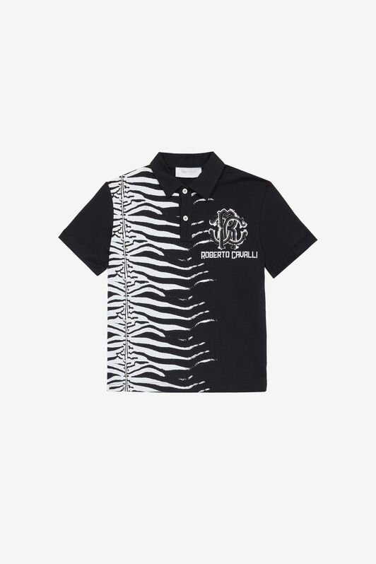 JU Polo Piel De Tigre Con Monograma RC Y Logotipo Negro UJT64A-JD001
