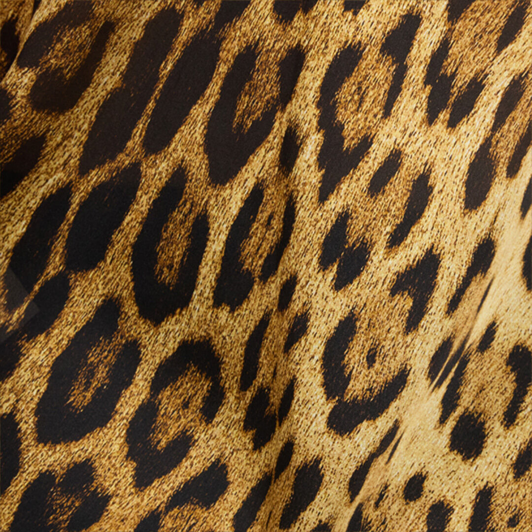 RC Vestido Lencero De Encaje Con Estampado De Leopardo De Roberto Cavalli Marrón VWT165-HZQ71