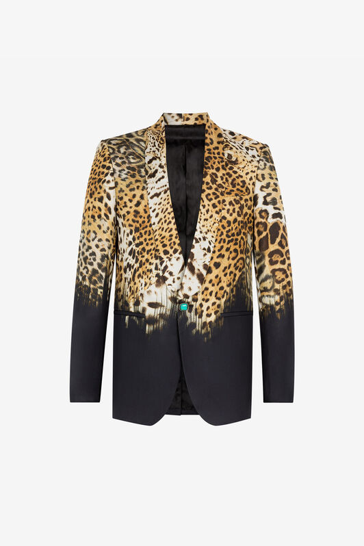 LeopardPrint Silk Blazer